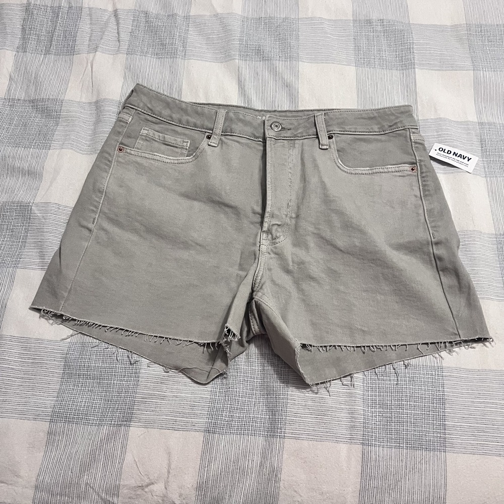 Old Navy Shorts Womens Size 12 Gray Og Straight 3" Cut Off Jean High Waist NEW